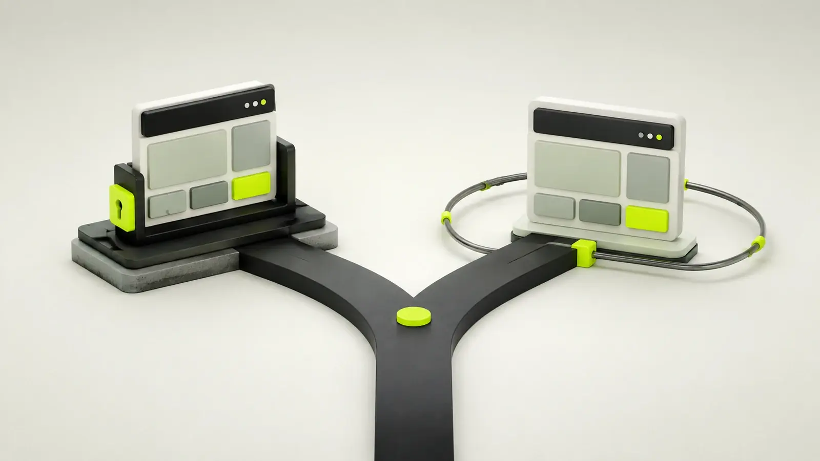 A path forking between owning a website and renting one
