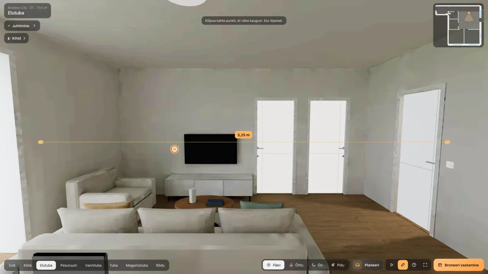 Measuring a wall in the tour